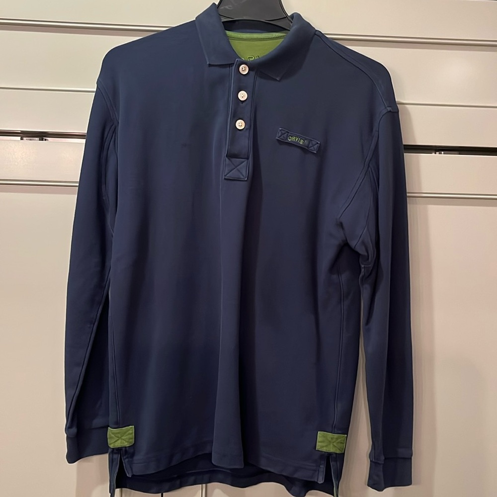 Orvis Signature Long-Sleeves Polo, Navy, size small